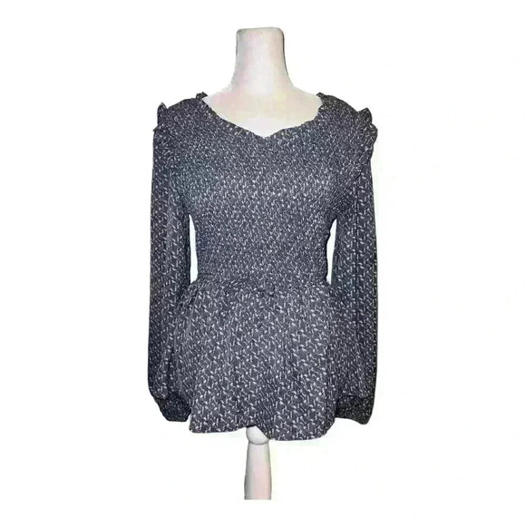 Hayden Los Angeles Botanical Printed Boho Top Small Blouse Lace Babydoll - Picture 6 of 7